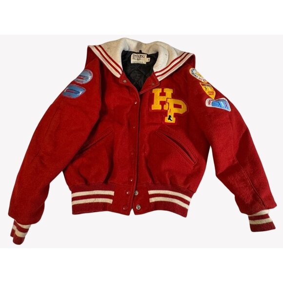 Delong Jackets & Blazers - VTG Red Wool Letterman Jacket With HP and Dance Team Patches DeLONG Sz Small